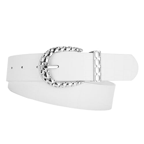 Waist Belt for Cowgirl Carved Silver Buckle Retro Silver Buckle Waist Chain Stylish Belt Fashion Accessories