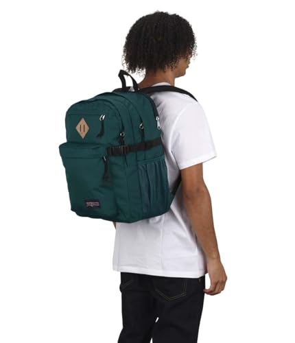 Image of JanSport Main Campus Backpack - Travel or Work Backpack with 15-Inch Laptop Sleeve and Dual Water Bottle Pockets, Deep Juniper