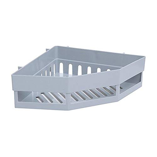 Fleymu Rinconera Estanteria Ducha sin Taladros Organizador Baño Plástico Almacenamiento Soporte en la Pared Ganchos Adhesivos Triangular Accesorios Cocina Cesta Montado Bandeja a Prueba Óxido (Gris) Cover
