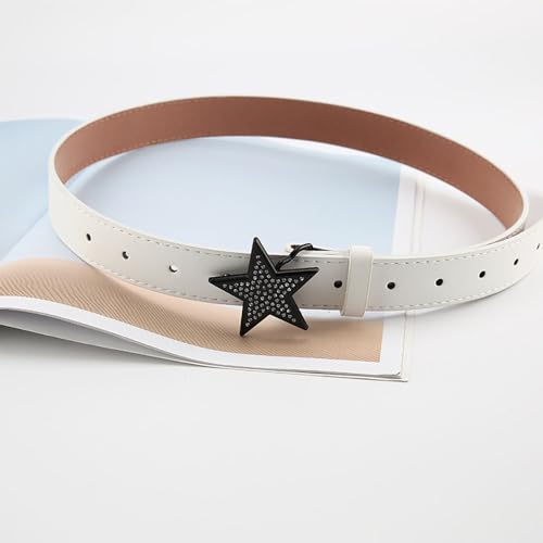 Women's Faux Soft Leather Waist Belt Skinny Thin with Five Stars Black-Buckle for Youth Girls Dress Jeans Pants3