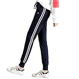 [Muxuryee] ジャージ レディース 下 サイドライン ジョガーパンツ スポーツウェア レディース スウェット カジュアル 1849NV L