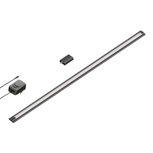 ledscom.de Lámpara LED inteligente bajo armario SIRIS negro mate con fuente de alimentación y controlador WLAN, plana, smart home, apta para Alexa 90cm, 963lm, blanco cálido