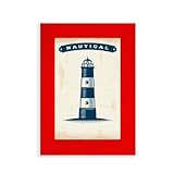 Quantité : 1 cadre Cadre photo rouge avec motif phare de navigation militaire