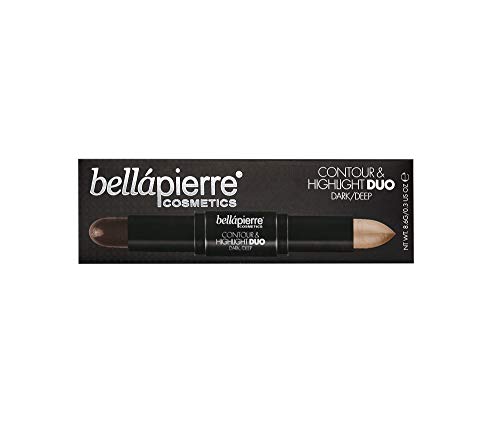 Bellapierre Contour And Highlight Duo | Portable Contour And Highlight Stick For A Shimmering Sculpted Look | Lightweight Non-Toxic And Paraben Free Formula | 0.3 Oz - (Dark/Deep) #TOP4
