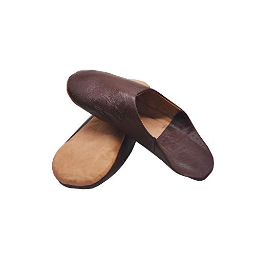 Babuchas o Zapatillas marroquíes Unisex de Cuero autentico Muy cómodas para Andar por casa (marrón Oscuro, Numeric_42)