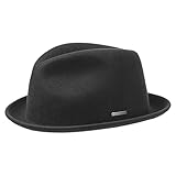 Made in USA Stetson Clark Player Damen/Herren - Made in USA Musikerhut Trilby Szenehüte Frühling-Sommer Herbst-Winter - S (54-55 cm) schwarz