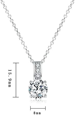 AONAT White Gold Plated Sterling Silver Cubic Zirconia Round Cut Solitaire Pendant Necklace for Birthday Wedding Engagement Valentine Day Christmas Jewelry Gift