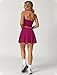 QBGJTD Womens 2 Piece Tennis Skirt Sets Open Back Halter Neck Crop Tank Tops with High Waisted A-line Workout Dress Athletic Set Yoga Golf Outfits for Women Two Piece Tennis Skirt Set Rose Red S