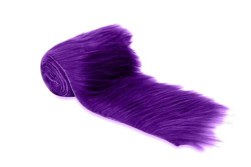 FabricLA Purple Shaggy Plush Faux Fur Strips - Craft Fur for Gnomes, Cosplay, and DIY Projects | 2" X 60"
