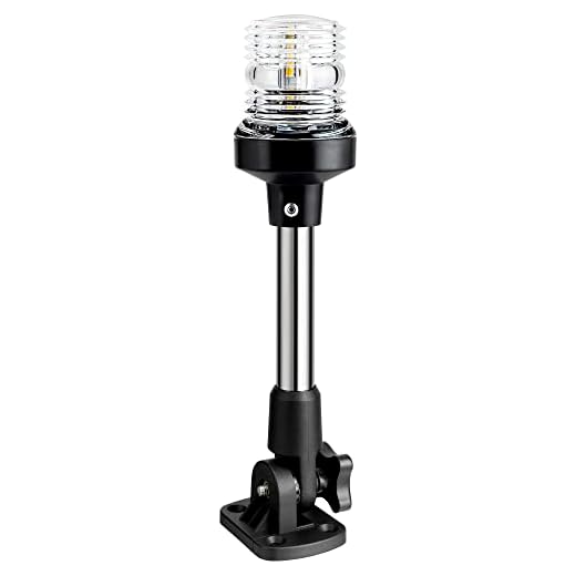 BESLUXMIC Made 3-NM LED Fold Down Boat Stern Light All Round 360° Boat Anchor Light for Pontoon and Fishing Boat 12-24V (9 inch)