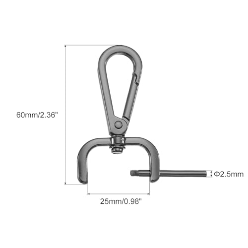 QUARKZMAN 4 Stück Schwenk-Karabinerhaken, 25mm (1 Zoll) D-Ring abnehmbarer Schnapphaken Metall-Karabinerverschluss mit Schraubendreher für die Herstellung, Schwarz