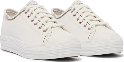 Keds Women's Triple Kick Leather, White/Rose Gold, 6 Medium