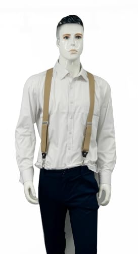 Image of Mens Suspenders with 3 Swivel Hooks Belt Loops 1.4 Inch Wide Heavy Duty Adjustable Braces