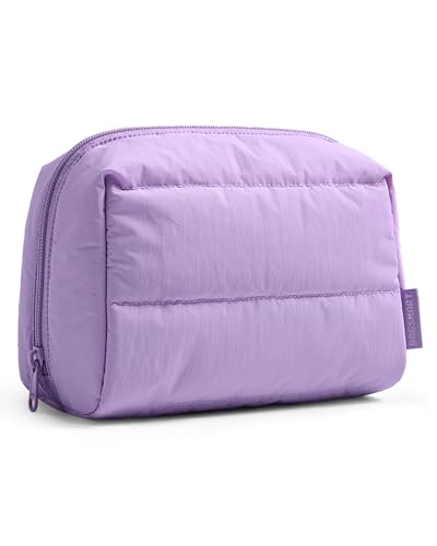 Image of BAGSMART Makeup Bag Travel ToiletryBag, Wide-open Zipper Pouch, Lilac