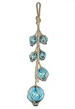 6 Blue Japanese Glass Fishing Floats Fish Net Buoys Tiki Decor