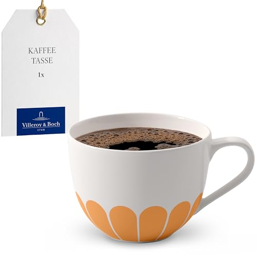 Villeroy & Boch - Fleur soleil Kaffeetasse Gelb, Spülmaschinenfest, Mikrowellensicher, Tasse für Kaffee oder Tee, Kaffeebecher, Becher Blumenmuster Orange, Capuccino Tasse, Teetasse, Premium Porzellan