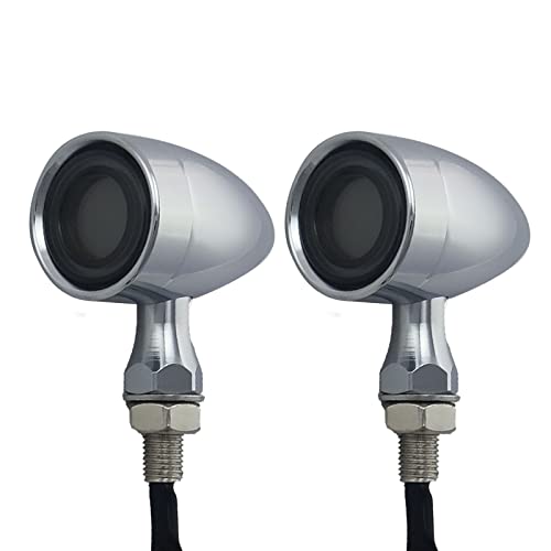 Image of Motorcycle Turn Signals LED Front Lights 2 PCS, Vintage 42 LEDs Switchback White Amber Light for Running Turn Blinkers Universal Fit Scooter Suzuki Yamaha Honda Harley Dyna Bobber-Black