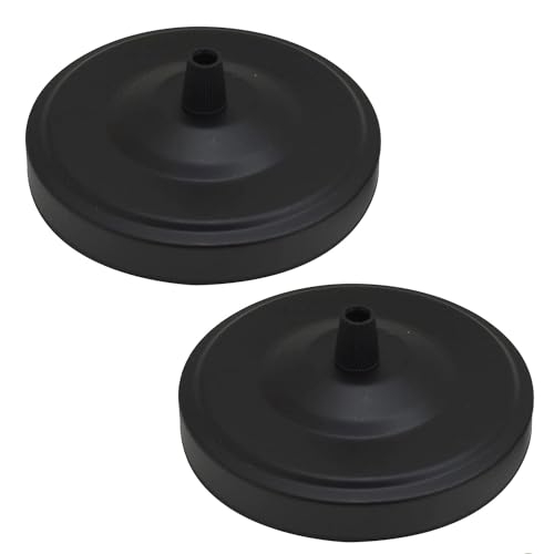 LEDSone Piastra di fissaggio a punto singolo per lampade a sospensione, rosone laterale in metallo antico da 108 mm, con accessori da soffitto e applique da parete, colore nero (confezione da 2)