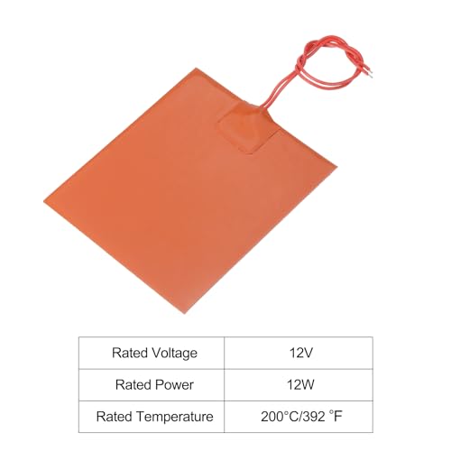 sourcing map Silikon-Heizmatte, 12V 12W Heizfolie Flexible Heizplatte 120mmx104mm Heizmatte für konstante Temperatur