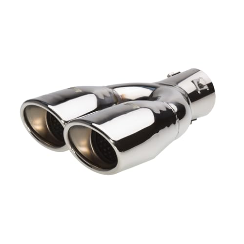Simoni Racing Cola de Tubo de Escape Deportiva Doble Ovalada/Inclinada Acero Inoxidable - 167x67xL220mm - Montaje 37-57mm - Izquierdo