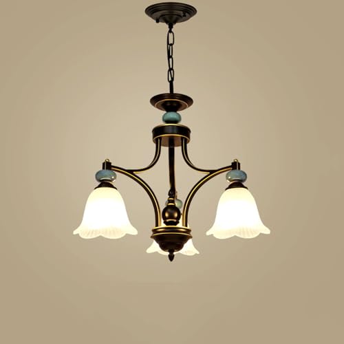 Lustre de salon de style Mid-Century avec six globes suspendus en verre dépoli