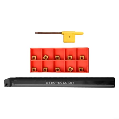 Image of S16Q-SCLCR06 Inte-rnal Lathe Boring Bar Tu-rning Tool Holder 16mm Shank with 10pcs CCMT060204 Car-bide Inserts and T15 Wrench for Metal Semi-Finishing Finishing Machining