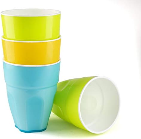 Maxi Nature Plastic Cups Set of 4 (400 ml) - Microwave, Dishwasher & Freezer Safe Glasses - Unbreakable, Lightweight, Durable Plastic Drinking Cups - Use for Juices, Water, & More