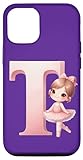 danse, rose, ballet, ballerine, tutu, fille, danse, monogramme lettre T, noms T