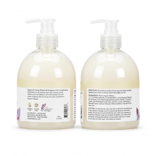 Image of Ginger Lily Farms Botanicals Hand Soap, 16.9oz /6pk, Fragrance Free