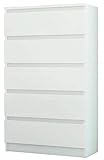 ikea malm bett eiche furnier Hohe Qualität FRAMIRE R-5 Kommode in Weiß, Kommode mit 5 Schubladen, Schrank für Schlafzimmer, Wohnzimmer, Bad, 120 x 70 x 40 cm