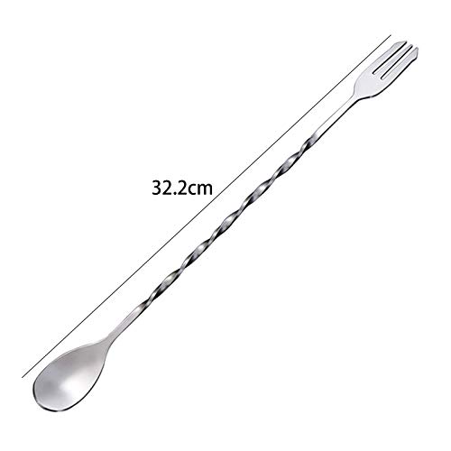 Kiniza 2 Pcs 12 Inch Bar Spoon, Cocktail Mixing Stirrers For Drink With Long Handle Spiral Pattern, Stainless Steel Cocktail Spoon Mixing Spoons Ideal Bartender Tool Home And Bar #TOP1