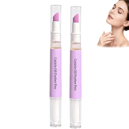 Penna a olio per cuticole con spingi cuticole in ceramica, penna per la cura delle unghie per rimuovere le piccole pelli e riparare le cuticole, penne di oli delicati per cuticole. 2 pezzi