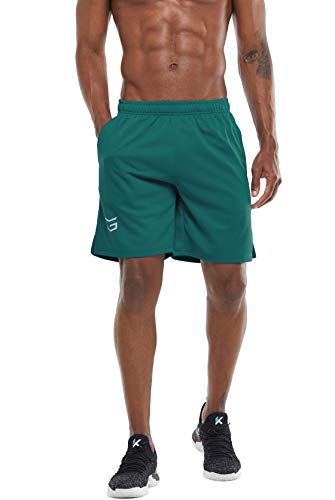 G Gradual Men's 7" Workout Running Shorts Quick Dry Lightweight Gym Shorts With Zip Pockets (Green Large) #TOP2