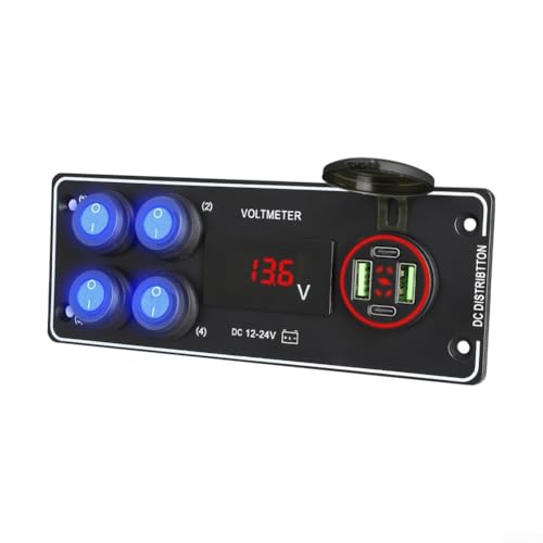 Panneau de commutation à 4 positions 132W max avec charge rapide USB-C PD - 4