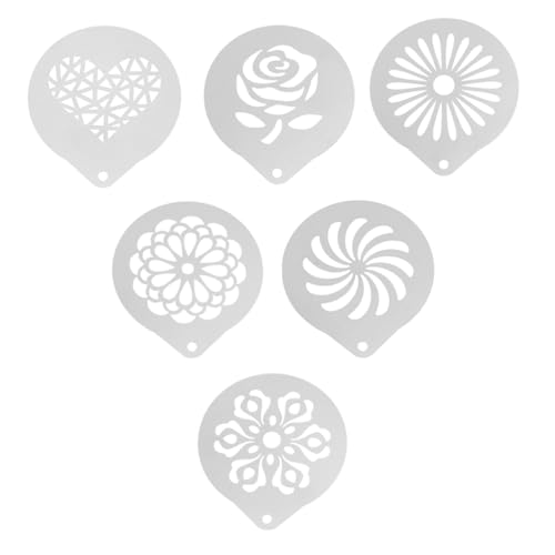 Cabilock 6Pcs Stainless Stencils for Latte Art Espresso Decorating Templates for Cakes Cupcakes and Desserts Easy to Clean