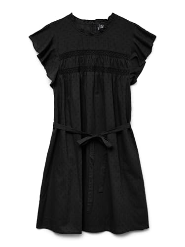 VERO MODA Vmtrine SL Vestido Corto de Encaje WVN Ga Noos, Negro, M