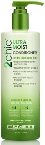 GIOVANNI 2chic Ultra-Moist Conditioner, Creamy Hydration Formula, Enriched with Aloe Vera, Shea Butter, Botanical Extracts & Avocado & Olive Oils, No Parabens, Color Safe, 24 Fl Oz