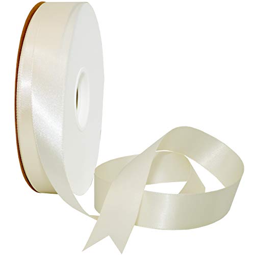 Image of Morex Ribbon Double Face Satin Ribbon, 7 /8 inchx 50 Yd, Bridal White