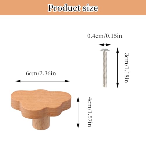 Miniatura 2 de Gudalea Pomos De Madera Para Gabinete, 6 Pomos De Madera En Forma De Nube, Pomo Decorativos Para Aparador, Pomo Para Muebles Con Tornillos Para Gabinete De Cocina Dormitorio Cajones Puertas A