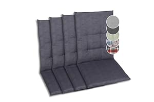 GO-DE Textil Bequeme und attraktive Polsterauflagen für Niederlehner-Gartenstühle (4er-Set, Uni anthrazit, Niederlehner)