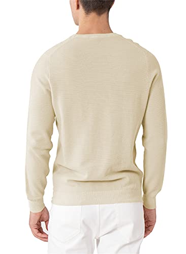 Altairega Mens Pure Cotton Long Sleeve Shirts V Neck Knit Sweaters Casual Lightweight Slim Fit Golf Tennis Athletic Shirt A Beige #TOP1