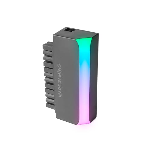 Mars Gaming MCA-L24, Adaptador ATX 24 Pin a 90°, Iluminación 5V 3-Pin ARGB, Adaptador de Alimentación para Placas Base, Instalación Plug & Play, Compatibilidad Universal, Negro
