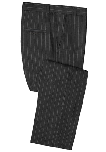 Mens Stripe Pants Classic Fit Tuxedo Pants with Expandable Waist, Wrinkle Resistant