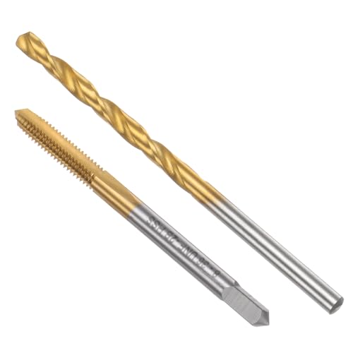 sourcing map Tap & Drill Bit Set, 8-36 UNF Straight Flute Thread Tap and 9/64" (3.5mm) Twist Drill Bit, Titanium Coated M2 High Speed Steel Thread Repair Tapping Tools