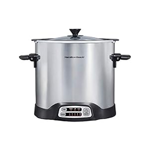 Hamilton Beach Sear & Cook Stock Pot Slow Cooker with Stovetop Safe Crock, Large 10 Quart Capacity, Programmable, Silver (33196)