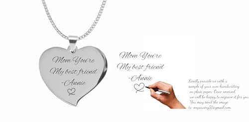 Engraved Silver Heart Necklace Pendant - Ships from USA3