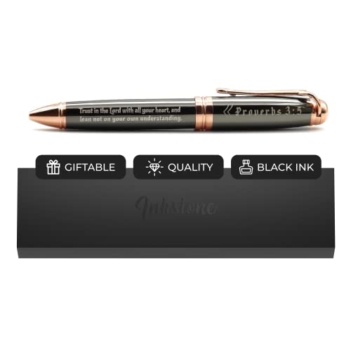 Inkstone Proverbs 3:5 Engraved Gift Pen - Trust in the Lord with All Your Heart - Inspirational Christian Scripture Bible Prayer Gift - Ballpoint Pen with Gift Box - Ideal Christian Pens for Women