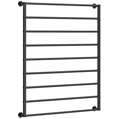 UWYTGF Clothing Store Scarf Holder Rack Wall Mount,9 Layer Metal Ribbon/Wrapping Paper/Silk Scarf/Shawl/Pants Retail Display Stand,Removable Crossbar,Black,Length,100Cm/39.3In