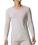 WACOAL MEN(ワコールメン) あったかインナー Vネック 8分袖 綿100％ 保温性 やわらかさが続く 静電気が起こりにくい 毛玉になりにくい 後裾長め設計 インナー WL6103 GY LL