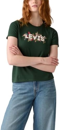 Levi's Women's The Perfect Crewneck Tee Shirt (Also Available in Plus), (New) Zia Floral Mountain View, Small
